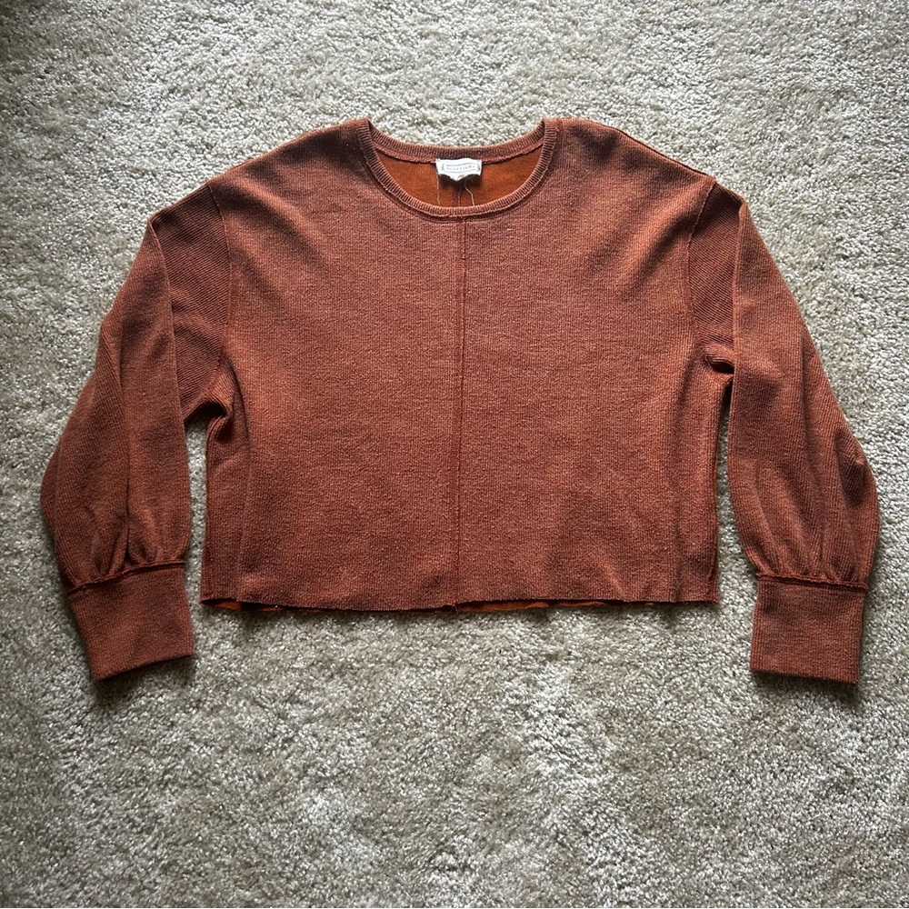 LoveRiche Balloon Sleeve Crew Neck in Burnt Sienna L